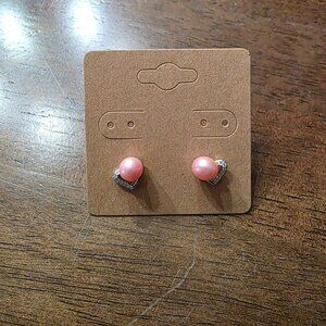 Heart Shaped Pearl Stud Earrings